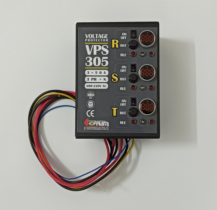 محافظ ولتاژ برق سه فاز پاکنتورvps-305 با ظرفیت 50 آمپر واقعی خرم الکتریک
